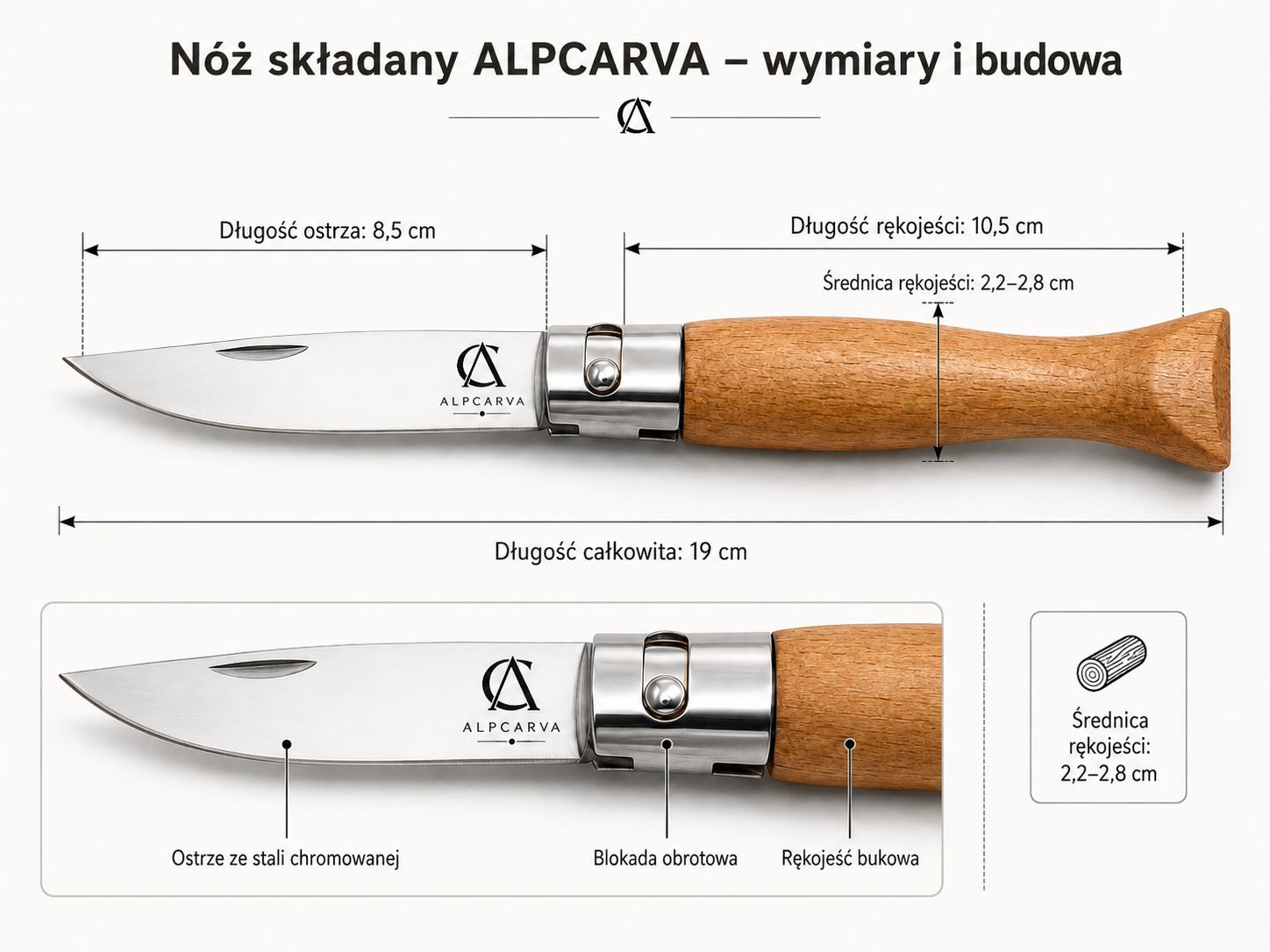 Nóż składany ALPCARVA do rzeźbienia w drewnie